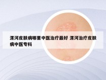 漯河皮肤病哪里中医治疗最好 漯河治疗皮肤病中医专科